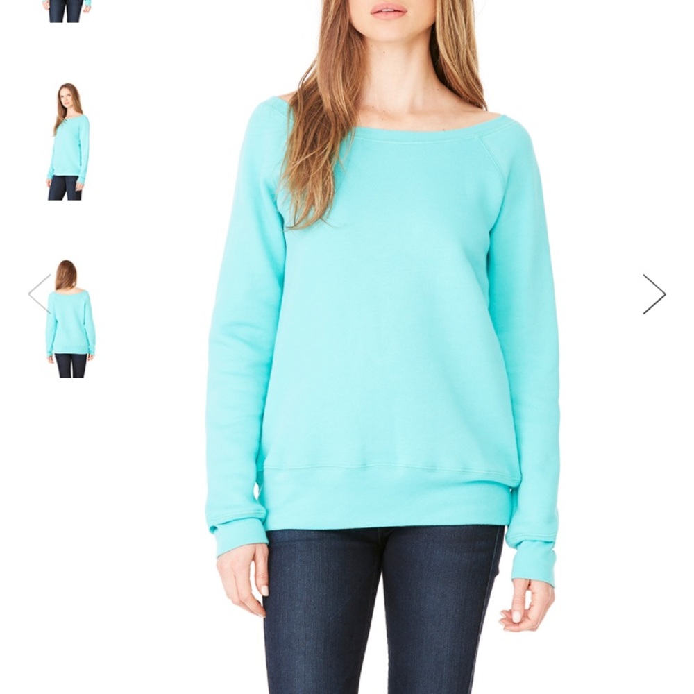 Teal FLEECE WIDE NECK SWEATSHIRT